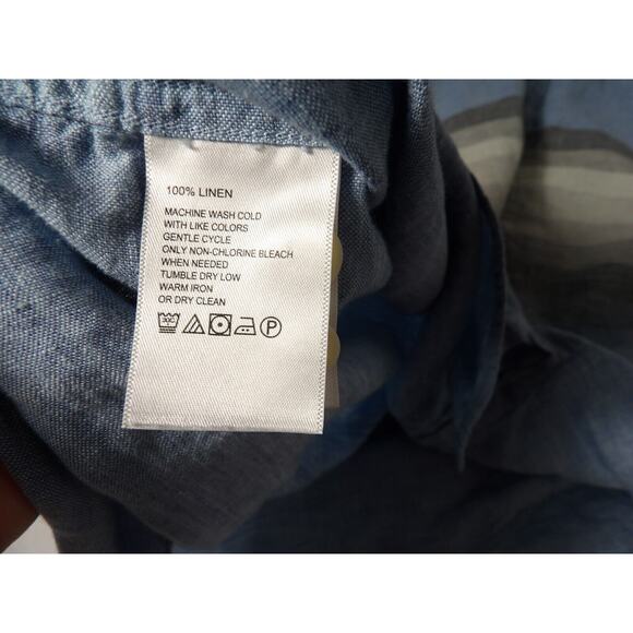 Tommy Bahama XXL Mens Shirt Linen Blue Striped Button Up Casual Vacay Long Sleev - Picture 12 of 13